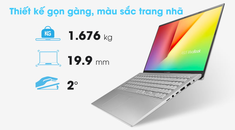 Laptop Asus VivoBook A512FA i3 (EJ2033T) chỉ nặng 1.676 kg và mỏng 19.9 mm