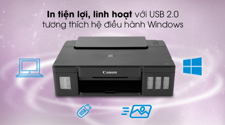 Máy in phun màu đơn năng Canon PIXMA G1010 - Hỗ trợ cổng kết nối ổn định USB 2.0