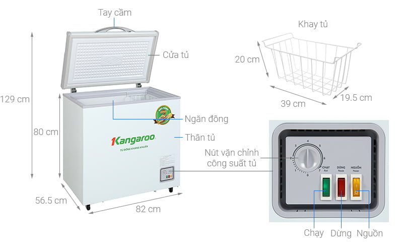 Thông số kỹ thuật Tủ đông Kangaroo 140 lít KG 265NC1