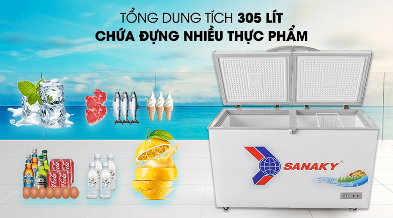 Dung tích 305 lít - Tủ đông Sanaky VH-4099A1