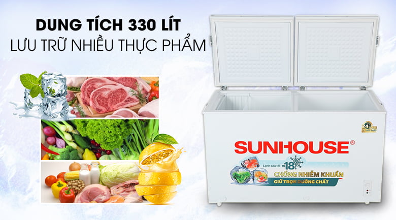 TỦ ĐÔNG SUNHOUSE 330 LÍT SHR-F2472W2 - Dung tích 330 lít