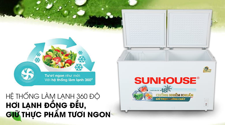 Tủ đông Sunhouse 330 lít SHR-F2472W2 - Làm lạnh 360 độ